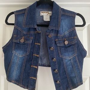 Denim Vest with Button Details